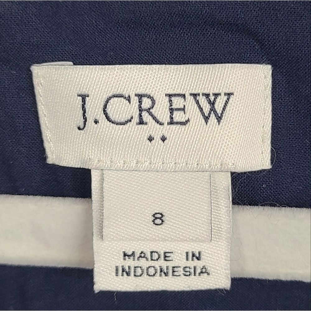 J.Crew Scalloped Basketweave Navy Blue Sleeveless Tank Dress Fit & Flare Size 8 - Picture 4 of 12
